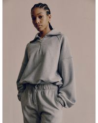 NINETY PERCENT - Classic Half Zip Sweatshirt In Grey Marl - Lyst