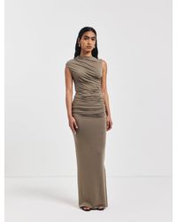 NINETY PERCENT - Leah Ruched Maxi Skirt In Sage - Lyst