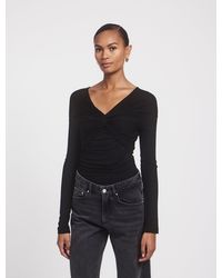 NINETY PERCENT - Vesta Micromodal Knot Long Sleeve Top In Black - Lyst