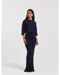 NINETY PERCENT - Leah Ruched Maxi Skirt In Darkest Navy - Lyst