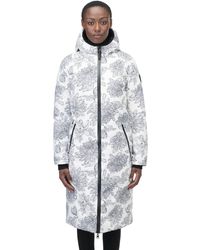 Nobis - Gibson Ladies Reversible Oversized Puffer Wht Floral Print - Lyst