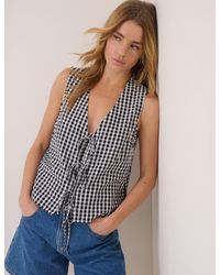 Nobody's Child - Gingham Linen-Blend Tie Front Tessa Top - Lyst