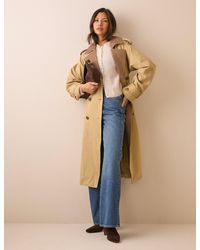 Nobody's Child - Camel Gingham Trim Trench Coat - Lyst