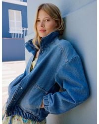 Nobody's Child - Denim Funnel Neck Bomber Jacket - Lyst