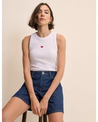 Nobody's Child - Heart Embroidered Ribbed Racer Vest - Lyst