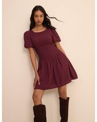 Nobody's Child - Petite Burgundy Shirred Landy Mini Dress - Lyst