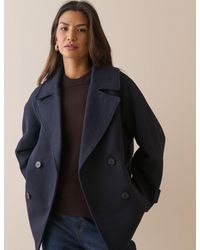 Nobody's Child - Oversized Collar Wool-Blend Pea Coat - Lyst