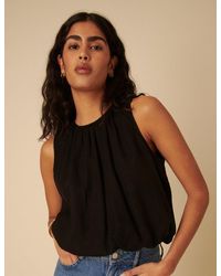 Nobody's Child - Linen-Blend Sleeveless Bubble Hem Pleated Top - Lyst