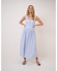 Nobody's Child - Pinstripe Linen-Rich Drop Waist Cora Midi Dress - Lyst