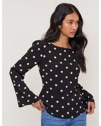 Nobody's Child - Polka Dot Flute Sleeve Blouse - Lyst