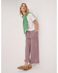 Nobody's Child - Burgundy Gingham Frill Hem Trousers - Lyst