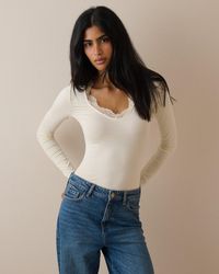 Nobody's Child - Scalloped Lace Trim Modal-Rich Top - Lyst