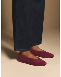 Nobody's Child - Burgundy Suede High Vamp Ballet Flats - Lyst