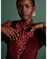 Nobody's Child - Nc X Lisou Burgundy Crepe Statement Collar Blouse - Lyst