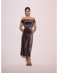 Nobody's Child - Gathered Velvet Pippa Midi Dress - Lyst