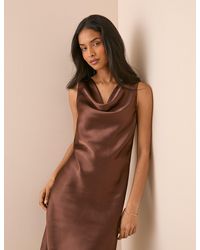 Nobody's Child - Chocolate Cowl Neck Satin Eton Mini Dress - Lyst