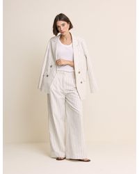 Nobody's Child - Pinstripe Linen-Blend Wide Leg Trousers - Lyst