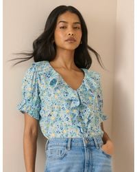 Nobody's Child - Floral Ruffle Trim Top - Lyst