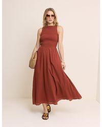 Nobody's Child - Burnt Drop Waist Shirred Angelina Midi Dress - Lyst