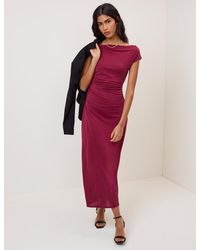 Nobody's Child - Burgundy Twist Shoulder Bethany Jersey Midi Dress - Lyst