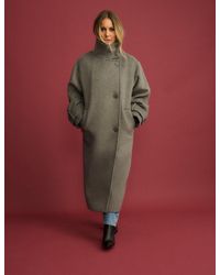 Nobody's Child - Funnel Neck Oversized Wool-Blend Coat - Lyst