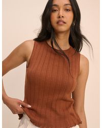 Nobody's Child - Rib And Ruffle Sheer Knit Vest - Lyst