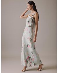 Nobody's Child - Floral Asymmetric Neckline Midi Gardenia Dress - Lyst