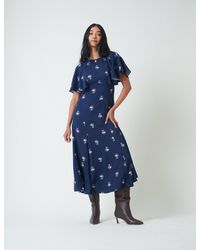 Nobody's Child - Floral Frill Sleeve Verona Midi Dress - Lyst