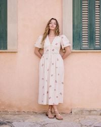 Nobody's Child - Light Striped Puff Sleeve Yardley Midi Dress - Lyst