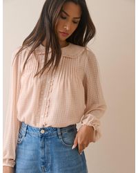 Nobody's Child - Gingham Frill Peter Pan Collar Blouse - Lyst
