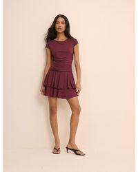 Nobody's Child - Burgundy Drop Waist Jersey Yuki Mini Dress - Lyst
