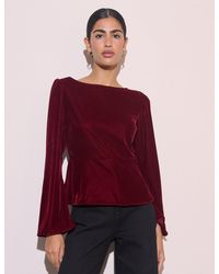 Nobody's Child - Fluted Sleeve Velvet Eva Top - Lyst