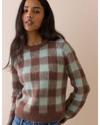 Nobody's Child - And Check Brushed Crew Neck Jumper - Lyst