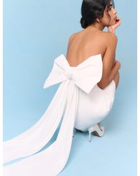 Nobody's Child - Bridal Crepe Statement Bow Lucienne Mini Dress - Lyst
