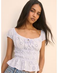 Nobody's Child - Broderie Anglaise Shirred Milkmaid Top - Lyst
