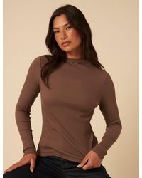 Nobody's Child - Ribbed High Neck Long Sleeve Top - Lyst