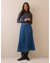 Nobody's Child - Mid Wash Panelled Denim Midi Skirt - Lyst