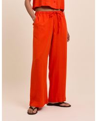 Nobody's Child - Linen-Blend Low Waisted Straight Leg Trousers - Lyst