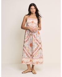 Nobody's Child - Peach Tile Print Athena Strappy Midi Dress - Lyst