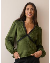 Nobody's Child - Jacquard Floral Lace Trim Angela Top - Lyst