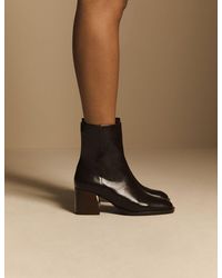 Nobody's Child - Mahogany Leather Block Heel Ankle Boot - Lyst