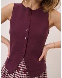 Nobody's Child - Burgundy Button Through Sleeveless Knitted Top - Lyst