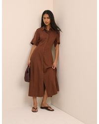 Nobody's Child - Short Sleeve Linen-Blend Dillon Shirt Dress - Lyst