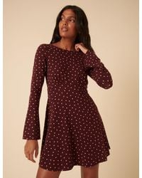 Nobody's Child - Burgundy Polka Dot Boat Neck Tate Jersey Mini Dress - Lyst