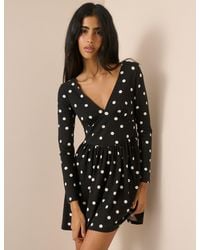 Nobody's Child - Polka Dot Jersey Long Sleeve Addison Midi Dress - Lyst