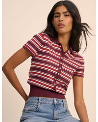 Nobody's Child - And Burgundy Striped Knitted Polo Top - Lyst