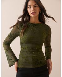 Nobody's Child - Floral Mesh Long Sleeve Top - Lyst