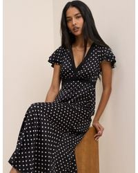 Nobody's Child - Polka Dot Lace Trim Iris Midi Dress - Lyst