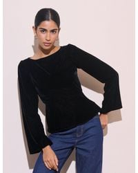 Nobody's Child - Fluted Sleeve Velvet Eva Top - Lyst