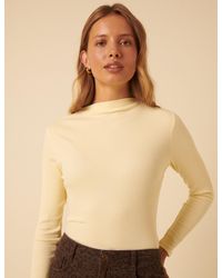Nobody's Child - Butter Ribbed High Neck Long Sleeve Top - Lyst